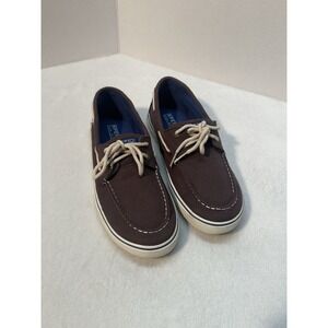 Sperry Top-Sider Kids Halyard Brown Canvas Boat Shoes Sneakers Size 4.5M